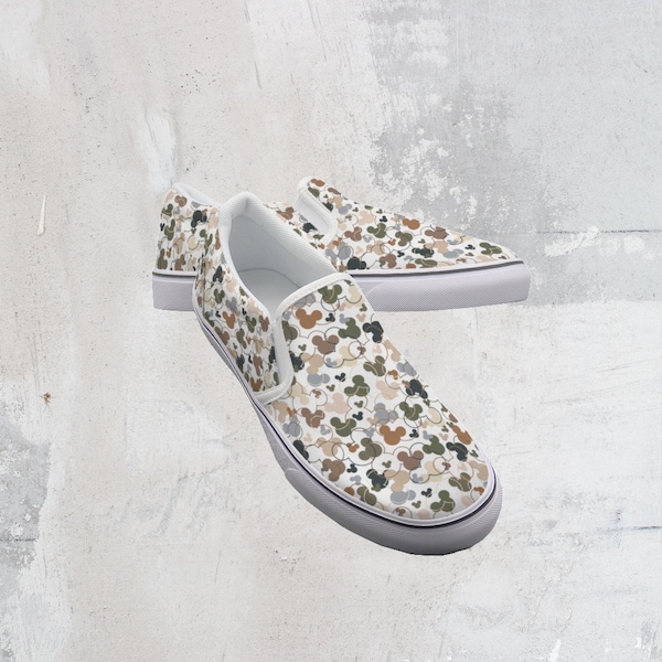Mickey Confetti - Neutral Mickey Ears - Disney Shoes - Women's Slip On Sneakers