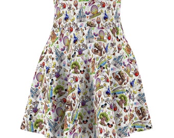 Disney World Inspired Landmarks - Disney World Icons -Women's Skater Skirt