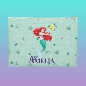 Personalizable Ariel Pencil Case - The Little Mermaid- Disney - Makeup Bag- Pencil Pouch - Zipper Pouch