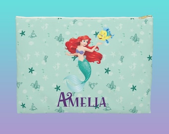 Estuche de lápiz Ariel personalizable - La Sirenita- Disney - Bolsa de maquillaje- Bolsa de lápiz - Bolsa de cremallera
