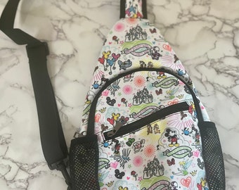 Disketches Disney Parks - Disney Trip Bag - Disney Bounding - Sling Pack - Crossbody Bag - Disney Chest Bag