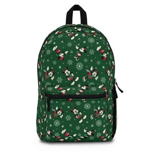 Christmas Holiday Mickey and Minnie Print Backpack - Disney Backpack - School Backpack - Bookbag