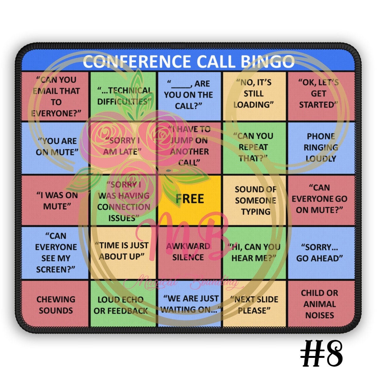 Conference Call Bingo Mouse Pad Zoom Meeting Bingo Work Etsy