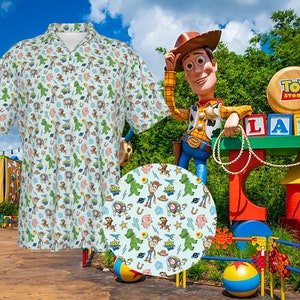 Toy Story Hawaiian Print Shirt  - Disney -  Men&#39;s Hawaiian Shirt With Pocket