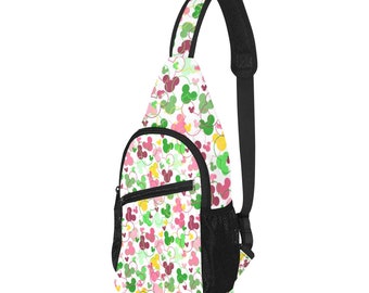 Mickey Confetti Palette Rose et Vert - Disney Trip Bag - Disney Bounding - Sling Pack - Crossbody Bag - Disney Chest Bag
