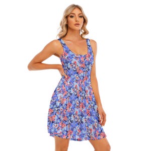 Tropical Flower Mickey and Minnie Disney Cruise Dress - Nautical - Mickey Cruise - Women&#39;s Tank or Midi Dress WITH POCKETS!!