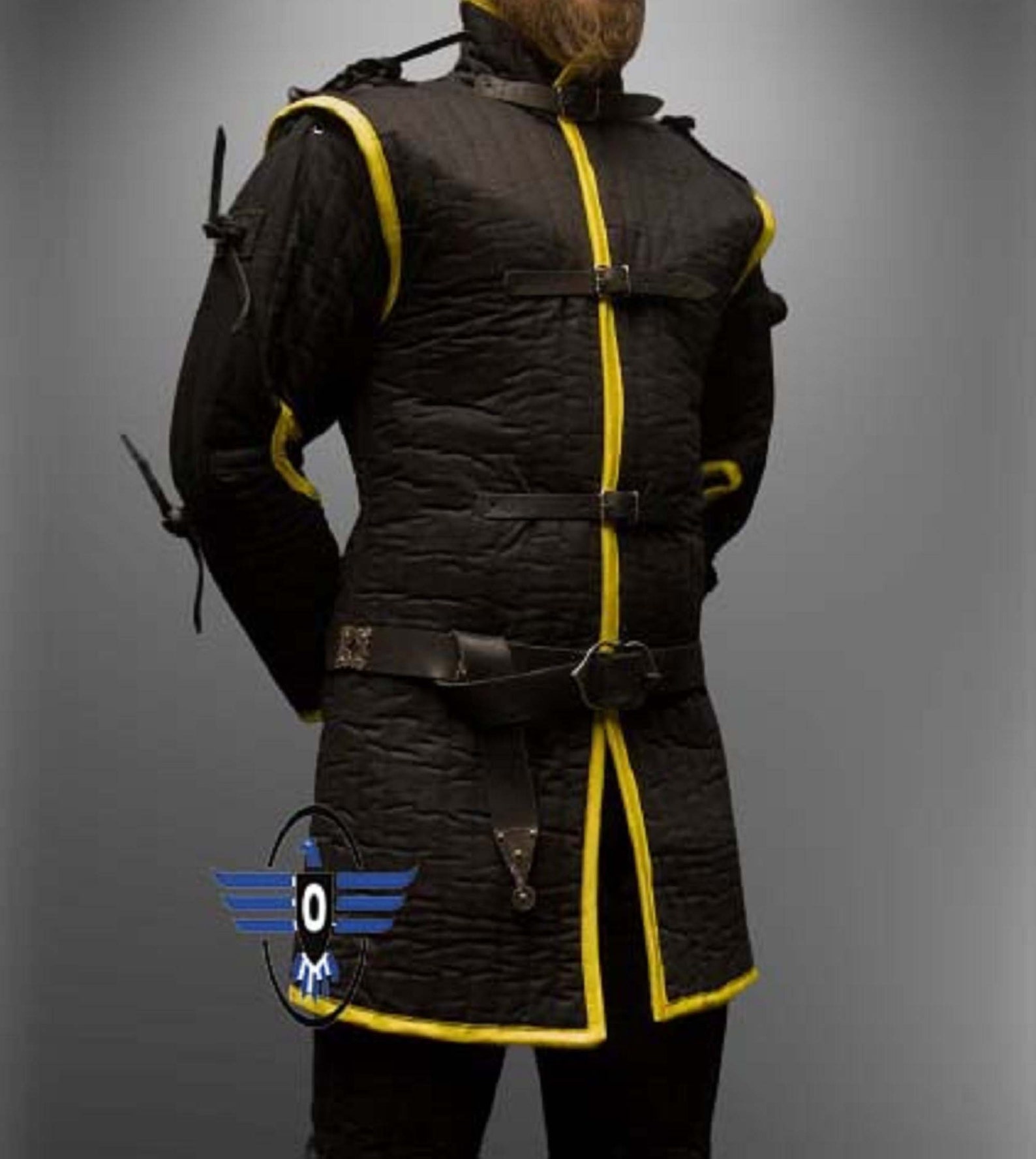 Medieval Black Vertically Quilted Padded Gambeson Large Etsy