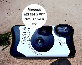Disposable Camera Wrap DIY Wedding Favour, Hen / Engagement Party Table Decor, Replacement Kodak FunSaver Sticker, Retro Photo Keepsake Idea