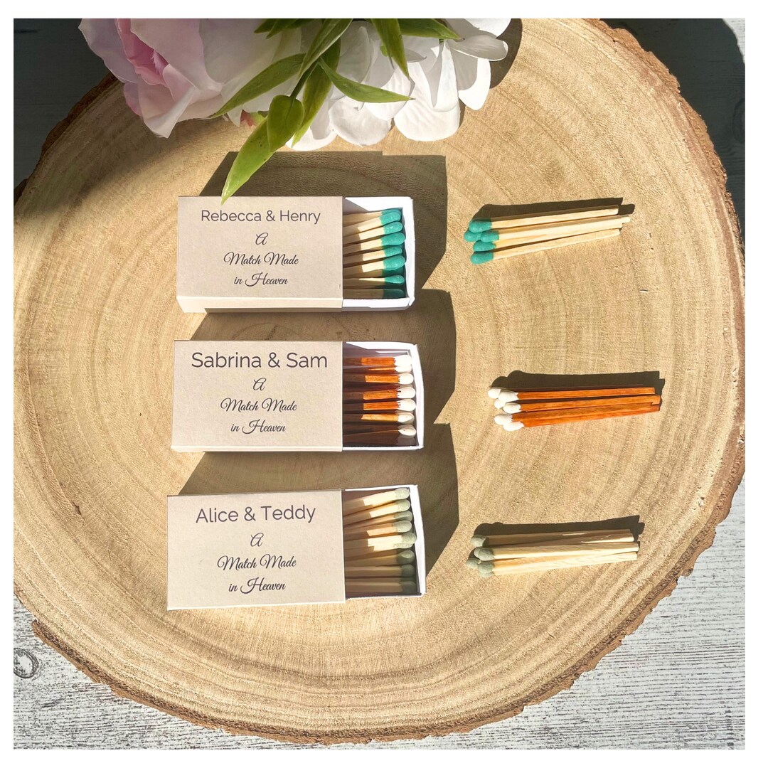 Handmade Match Set A Match Made in Heaven Wedding Favour Matchboxes, Personalised Bridal ...