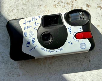 Camera Included Custom Hen Party Disposable Camera, Personalised Kodak FunSaver Line Art Hen Do Gift