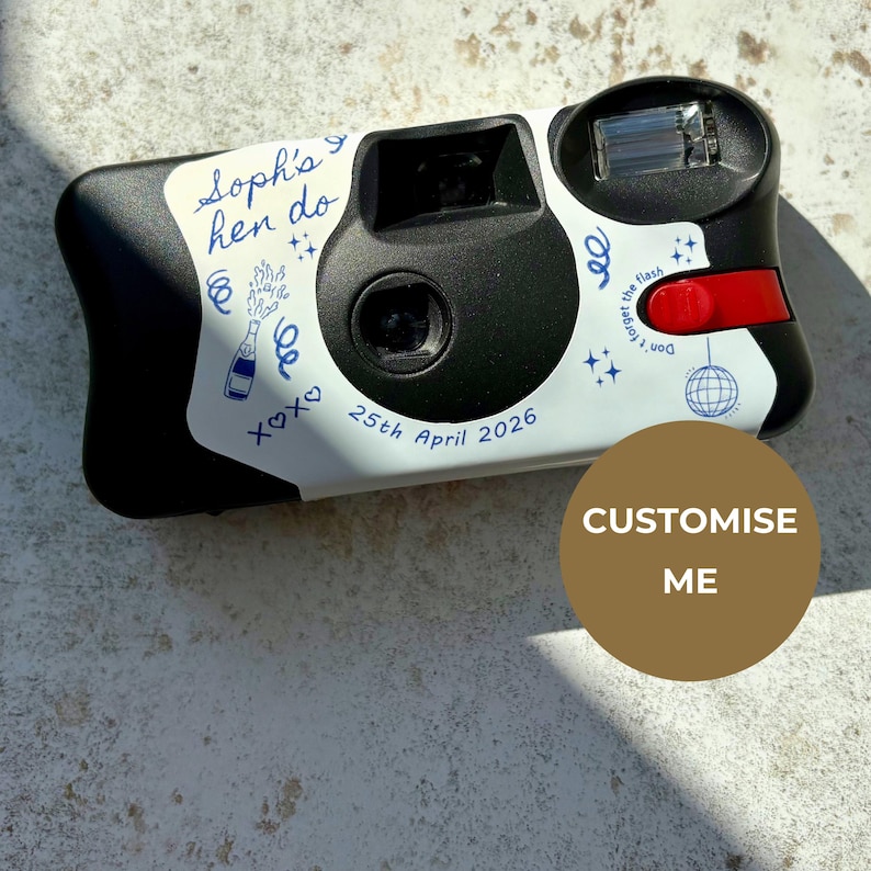 Camera Included Custom Hen Party Disposable Camera, Personalised Kodak FunSaver Line Art Hen Do Gift image 5