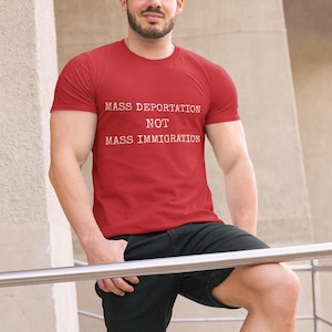Brexit T-Shirt, Patriot Tee, Leave Voter Conservative Top, Mass Deportation Not Mass Immigration Unisex Heavy Cotton Tee