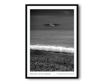 Boat At Sea Prints, Unique Photography, Download Printable Home Wall Decor, Black and White Print Minimalist Wall Art, Downloadable Boat Art