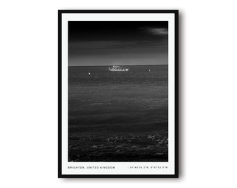 Boat At Sea Print, Download Printable Home Wall Decor, Unique Photography, Black and White Print Minimalist Wall Art, Downloadable Boat Art