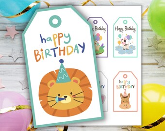 Happy Birthday Gift Tags, Birthday Gift Tags, Instant Download, Kid's Birthday, Gift Tags for Kids