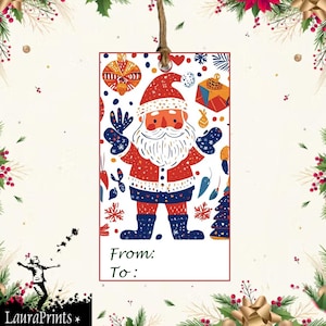 Printable Christmas Santa Claus Labels, Editable, Gift labels  Labels Kids,  Christmas  12 labels, Xmas Instant Download
