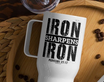 Proverbs 27:17 Travel Mug/christian Portable Coffee Mugs for Men/christian  Encouragement Gifts for Men/pastor Apostolic Evangelist P 