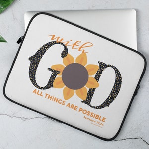 Con Dios todo es posible Funda para portátil, Accesorios cristianos, Regalos cristianos para ella