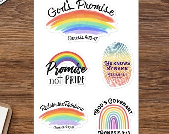 Christian Rainbow Sticker sheet, Gifts for Christians, God’s Promise Sticker