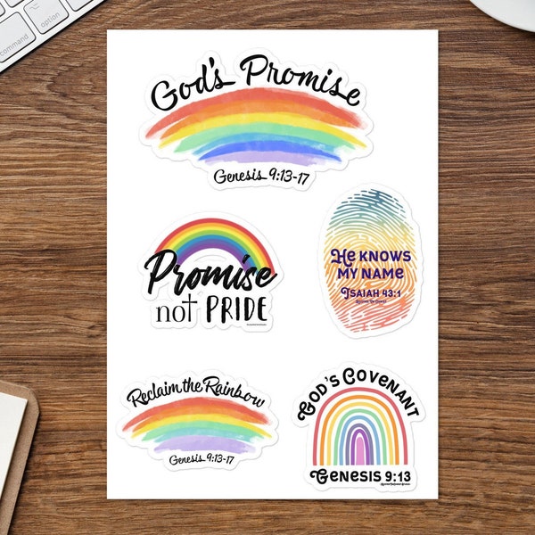 Christian Rainbow Sticker sheet, Gifts for Christians, God’s Promise Sticker