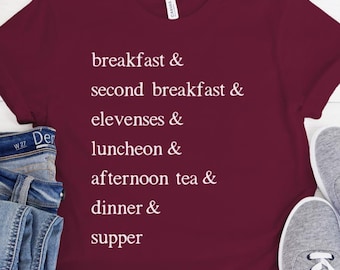 Hobbit Meals T-Shirt | Second Breakfast, Elevenses & Supper Lord of the Rings Shirt | Tolkien Fan Gift