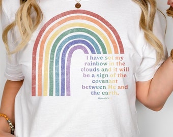 Genesis 9:13 Regenbogen Shirt - Gottes Versprechen Christian Tee
