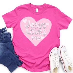 Jesus Loves Me Youth Shirt, Christian Kids Shirts, Christmas Gift for Girls, Baptism Gift, Jesus Shirt, Faith Kids Shirt