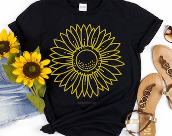 Sunflower Graphic Tee: Women's Floral Garden Shirt