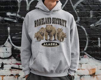 Alaska Homeland Security Grizzly Bear Hoodie, Alaska Hooded