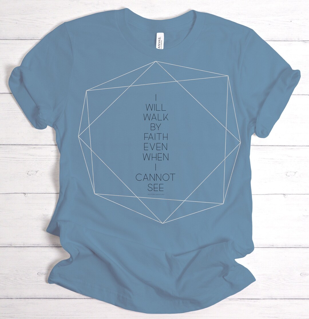 Women Short Sleeve V Neck I Will Walk By Faith Even When I Cannot See T Shirts Inspiring Gifts Funny Graphic Tees Beige At Women's Clothing Store
