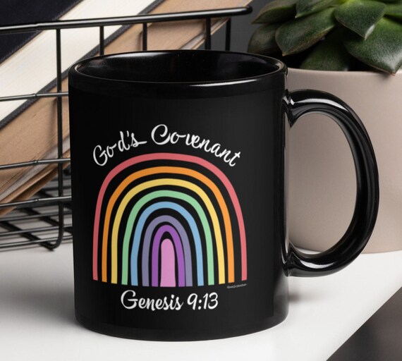 God's Covenant Rainbow Mug: Christian Ceramic Coffee Cup