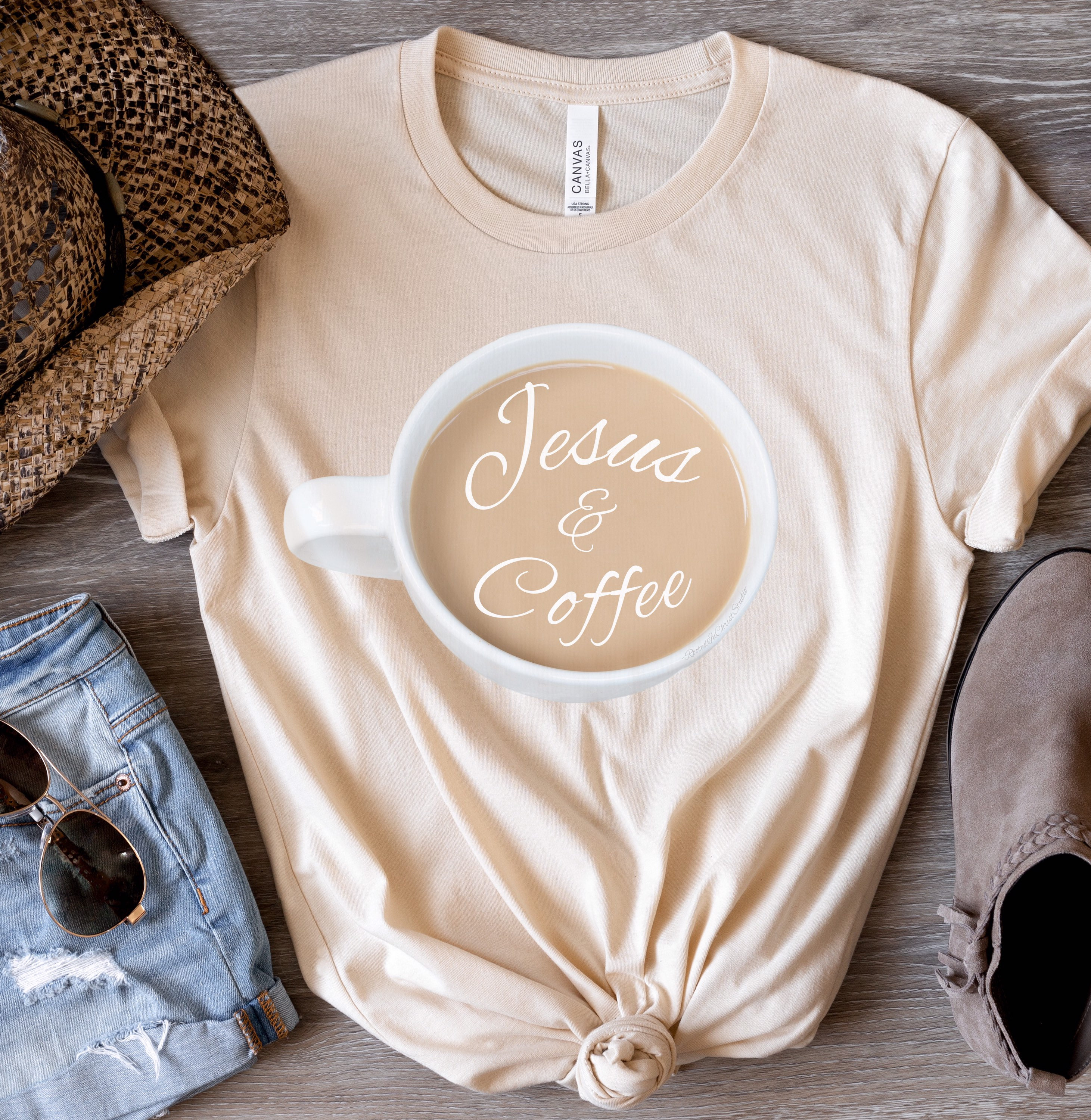 Jesus and Coffee Shirt: Christian Mom Life Bella Canvas Tee