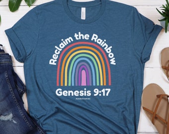 Reclaim the Rainbow Shirt With Back Text, Genesis 9:17 Christian Rainbow Shirt