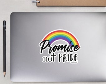 Promise Not Pride Seven Color Christian Rainbow With Cross Bubble-free stickers