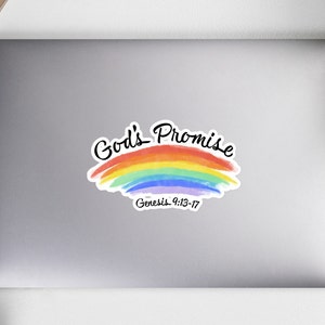 Gottes Versprechen Genesis 9: 13-17 Sieben farbiger christlicher Regenbogen Blasenfreier Aufkleber