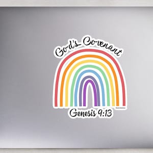 God's Covenant Genesis 9 Stickers chrétiens arc-en-ciel sans bulles, Stickers chrétiens