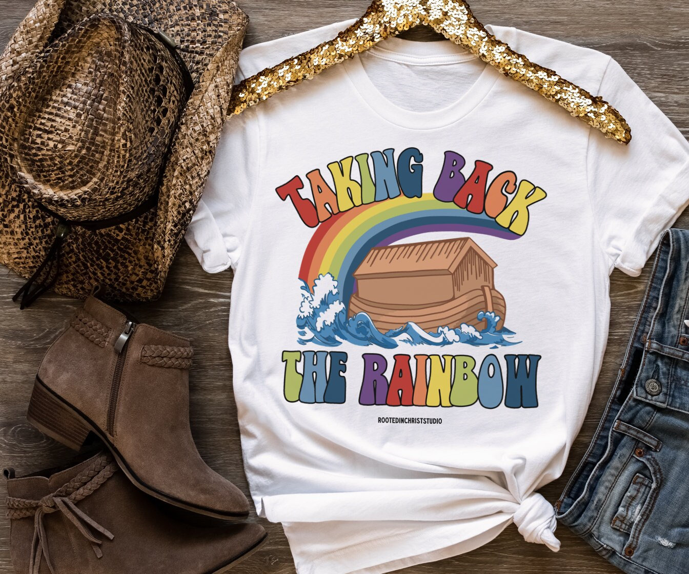 Noah's Ark Rainbow T-shirt: Seven Color Rainbow Christian Tee - Etsy