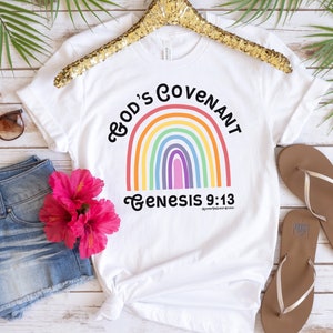 God es Covenant Christian Rainbow Shirt mit Rückentext