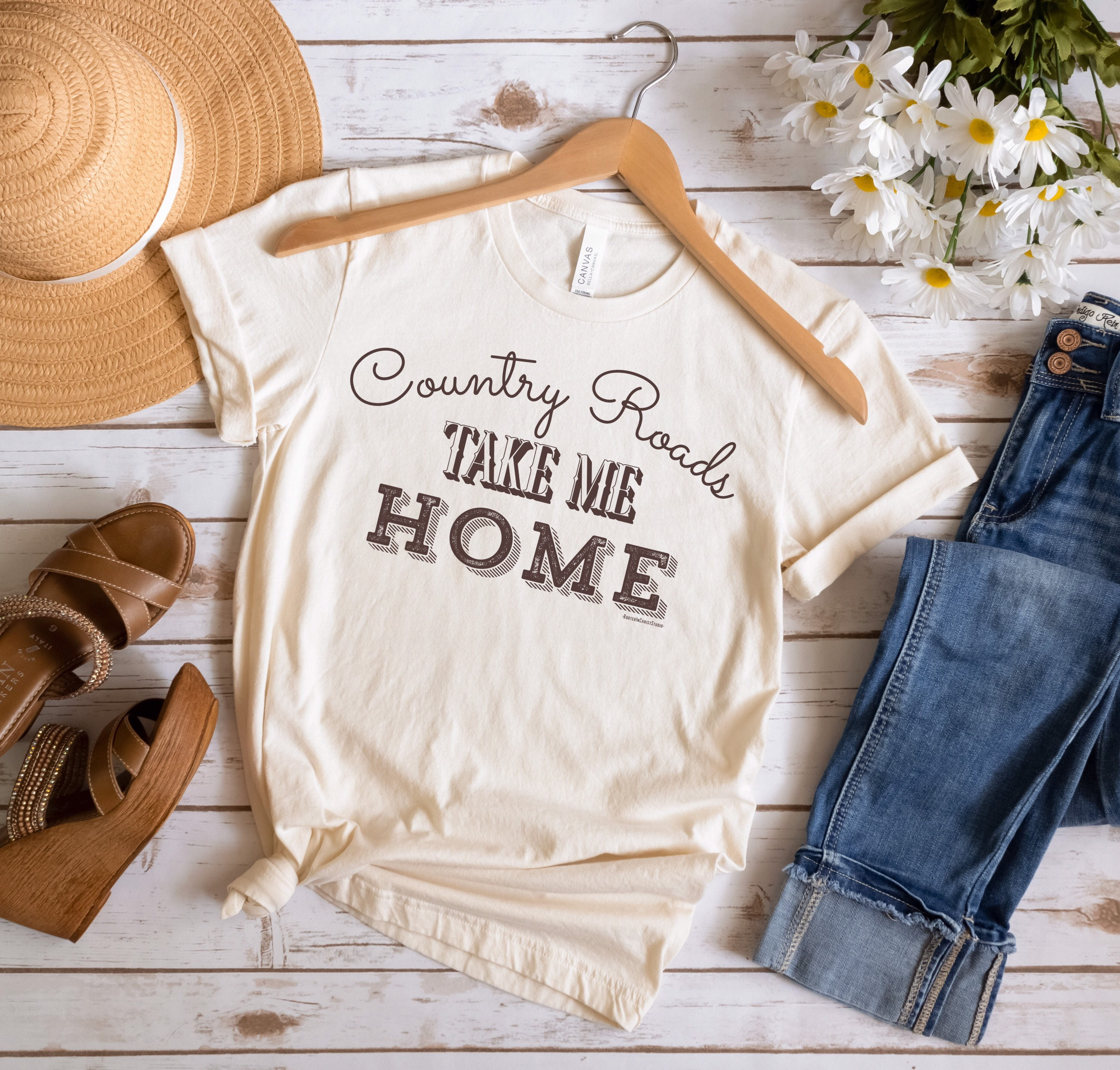 Country roads sales graphic tee