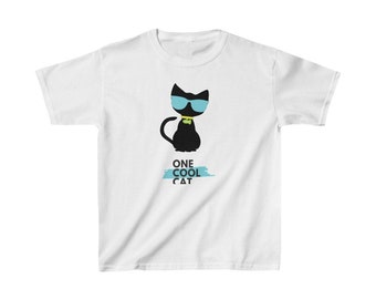 One Cool Cat Kids T-Shirt, Children Tee Shirt, Pet T Shirt, Cute and Funny Graphic Top for Child