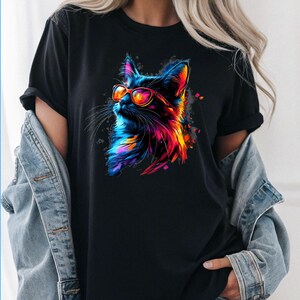 Coolest Cat Graphic Tee, Funny Animal Tshirt, Cat Lover Gift, Cool Kitty Shirt, Hipster Cat Top, Unique Feline Apparel