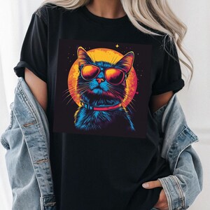 Cool Cat Unisex Softstyle T-Shirt, Kitty Tee, Cat Lover Gift, Cute Animal Shirt, Sunlight Graphic Tee