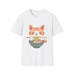 Cat Ramen T-Shirt, Kawaii Anime Shirt, Japanese Shirt, Korean Noodle Shirt, Cute Asian Food Tee, Ramen Kitten Graphic Tees - Unisex