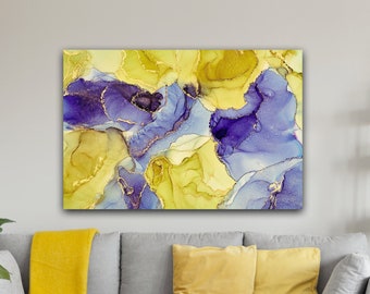 Pintura de arte fluido, Imagen abstracta de lujo, Lienzo abstracto de arte mural, Obras de mármol, Regalo de inauguración para pareja, Primer regalo de hogar para ella