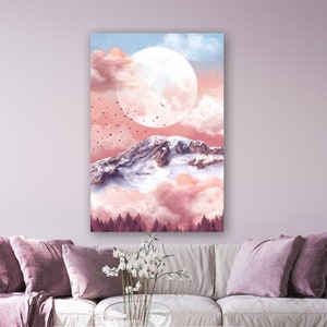 Mount Rainier Wall Art, Pink Sky Print, Landscape Canvas Wall Art, National Park Canvas, Washington state gifts, teen girl room decor