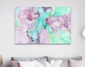 Cuadro abstracto de lujo, Pintura de arte fluido, Lienzo de arte abstracto de pared, Obras de arte de mármol, Regalo de inauguración para pareja, Primer regalo de hogar para ella