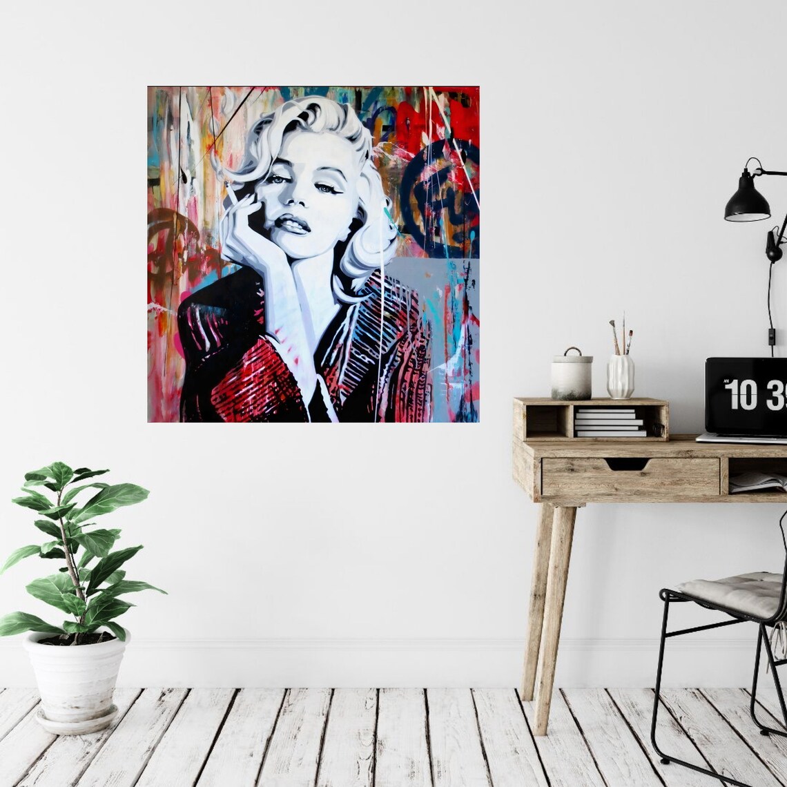 Marilyn Monroe Print Canvas Wall Art Banksy Style Pop