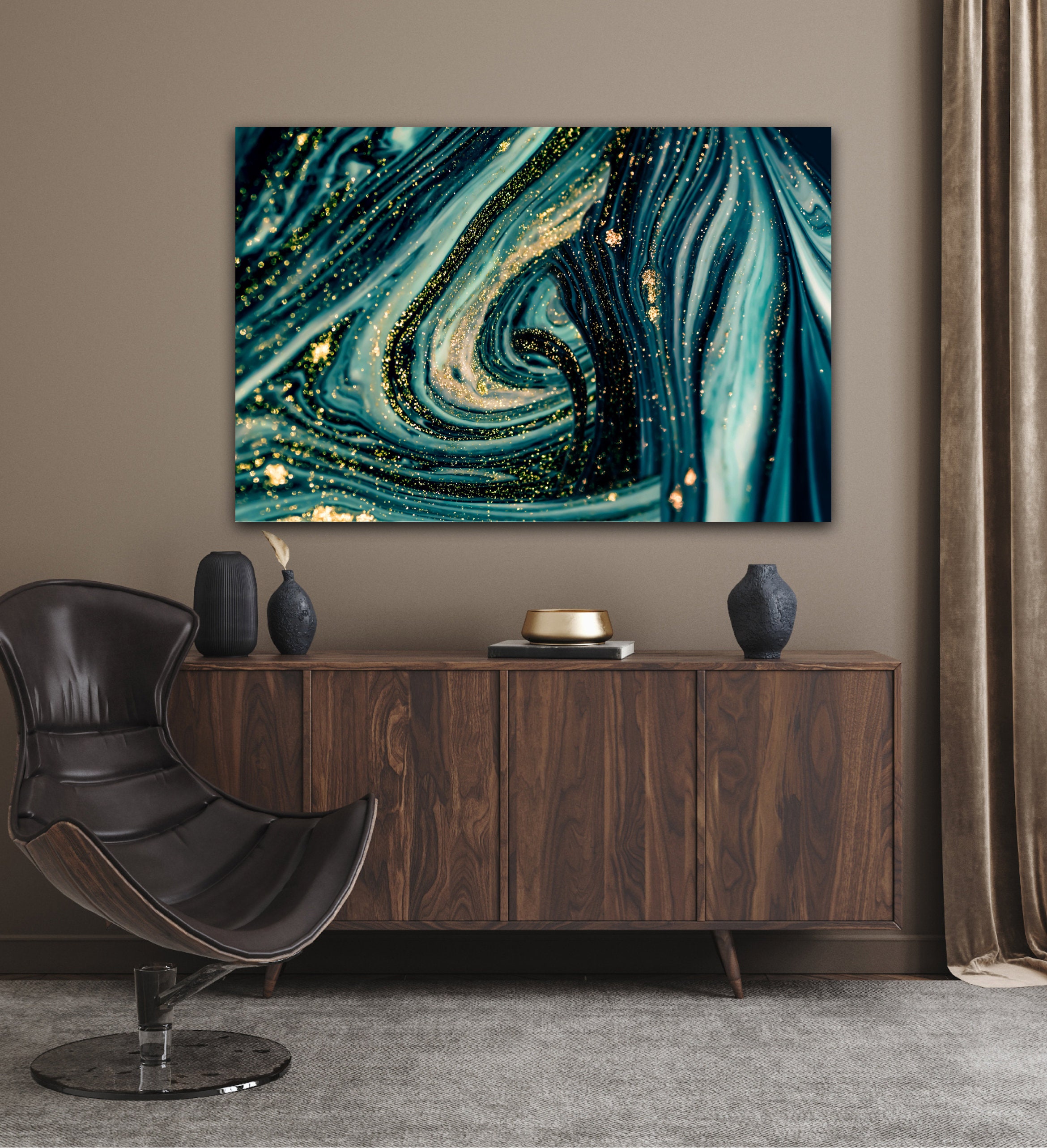 Teal Gold Wall Art Marble Artwork Fluid Art Painting Sage Etsy UK