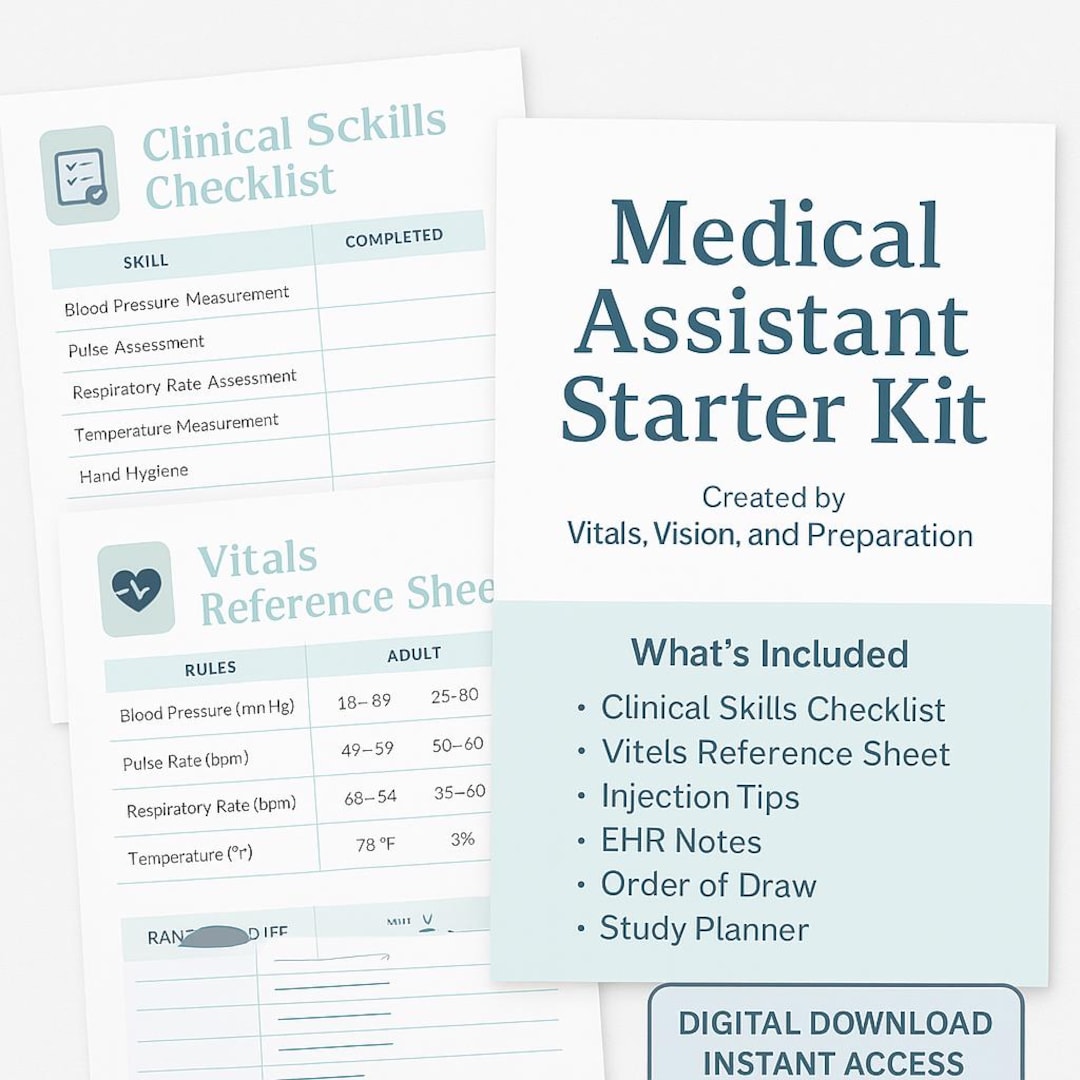 Medical Assistant Note Basic Medical Assistant Starter Kit | Printable Clinical Reference Bundle ...