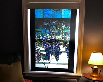 Tiffany Stained Glass Printed Window Shades - Wisteria